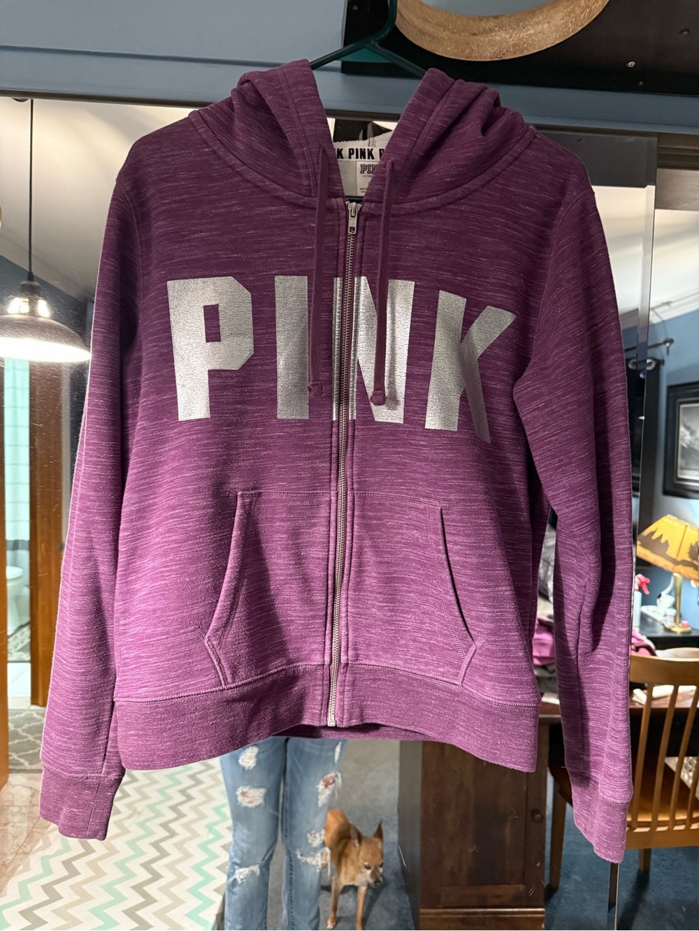 Victoria's Secret PINK Girls' Heathered Purple Zip-Up Hoodie